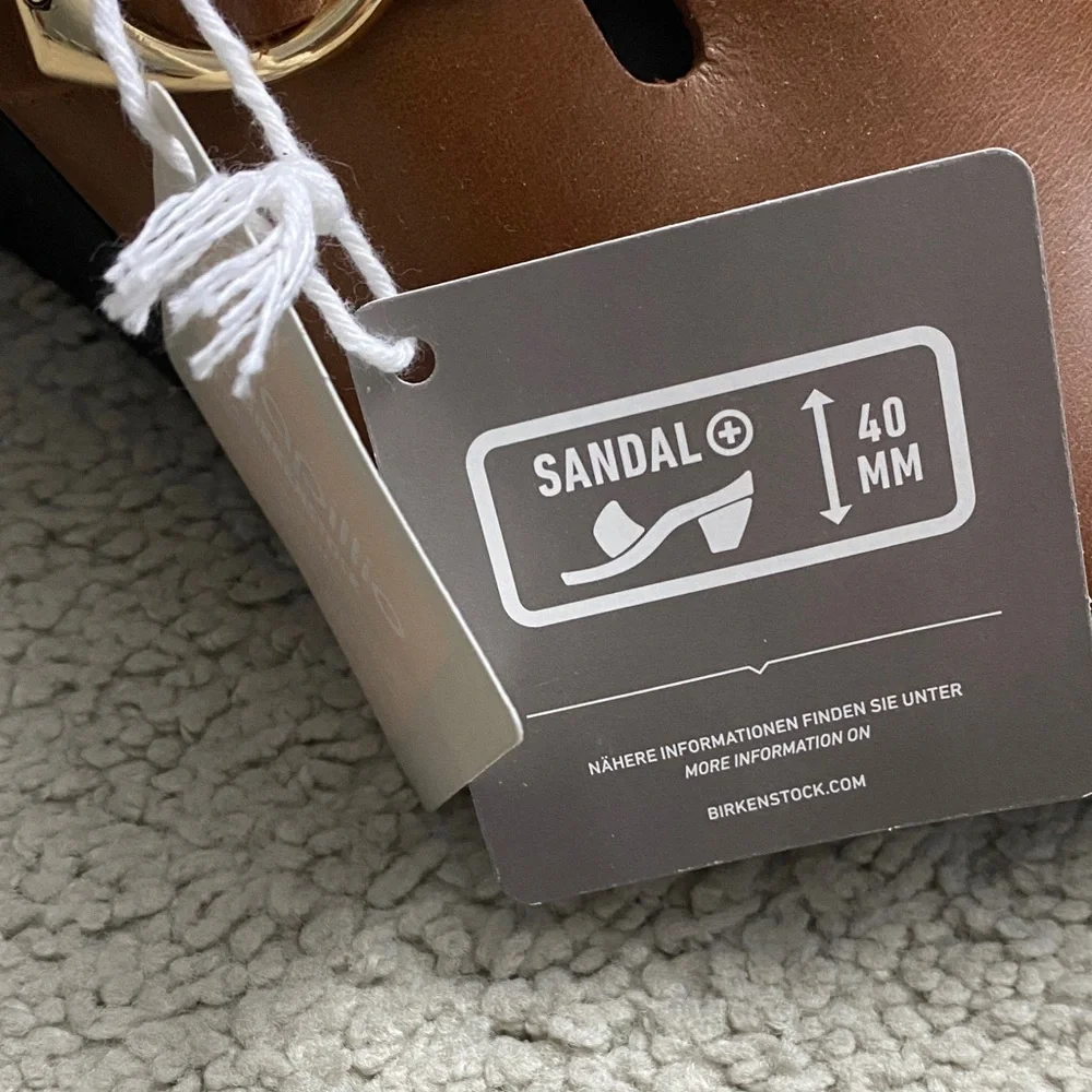 Papillio Tan Leather Clogs with Gold Buckle - Picture 2 of 5